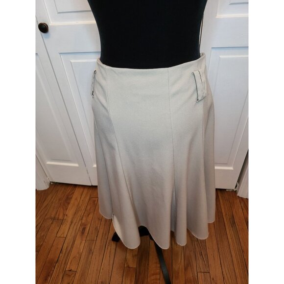 Tan Full Midi Swing Skirt 12 Retro Twee Old Money Minimalist Light Academia - Picture 2 of 5
